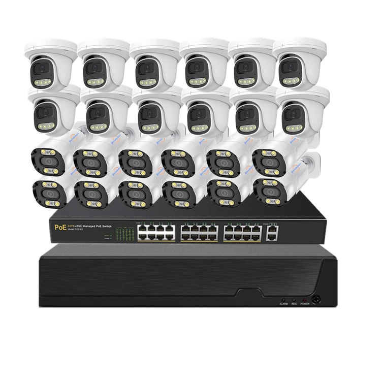 Jianvision POE IPC H.265 CCTV Camera System 24 Channel 8MP 4K Dome Camera CMOS Sensor Two Way Audio NVR