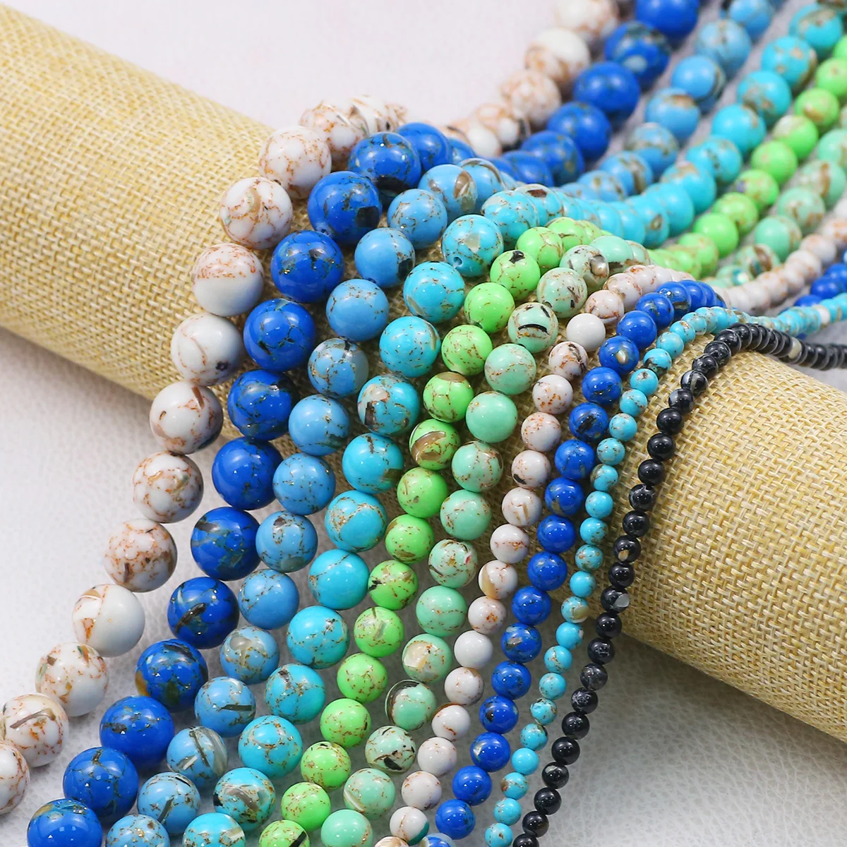 4/6/8/10/12 mm weiße blaue Blume farbige Muschelstein lose Perlen für Schmuckherstellung Perlenarmband DIY Ohrringe Zubehör