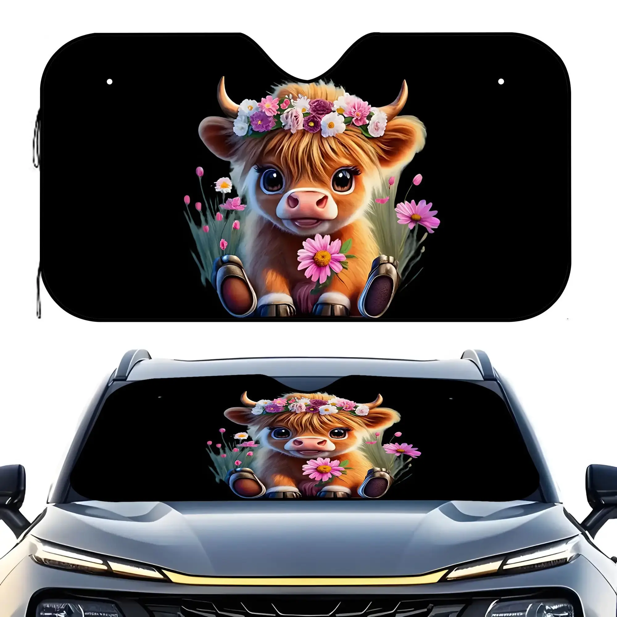 The cow cart sunshade with cute stitching details is very durable and suitable for daily travel and road trips