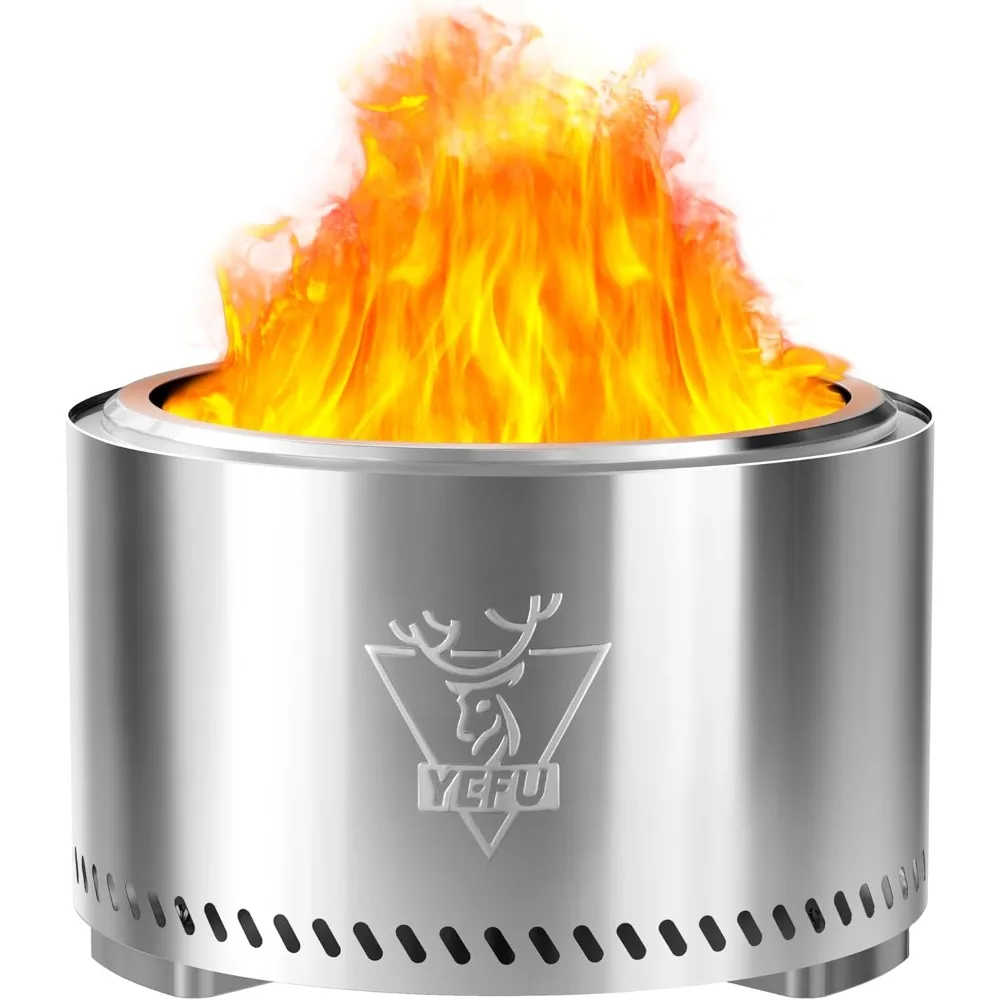 

Fire Pit with Removable Ash-Pan: Smokeless Firepit 304 Stainless Steel Material - Outdoor Fire Pit Silver 27 inch - Smokeless F