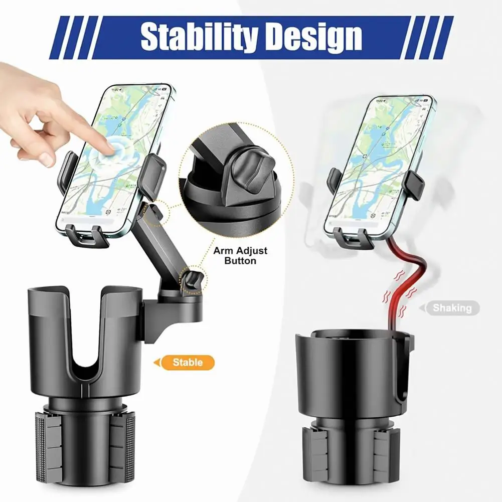 Adjustable Car Phone Holder Universal Cup Holder Phone Mount with 360-degree Rotation Expandable Base for Car 2-in-1 for Drink