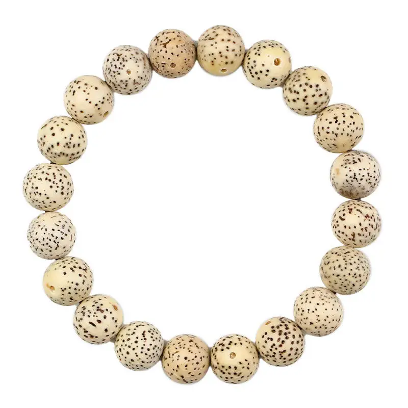 Naturally Weathered for 2 Years Beige White Lotus Star Moon Bodhi Seeds Beaded Bracelets BB-268