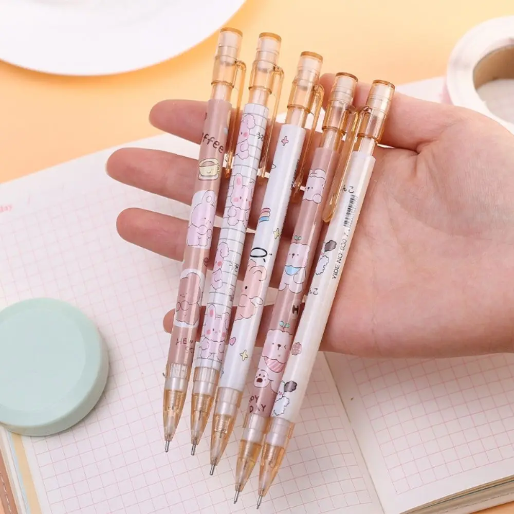 Cartoon 2.0MM 2B Automatic Pencil Come With Eraser Press Type Mechanical Pencil Stationery Sketch Pencil Sketch Comics Design