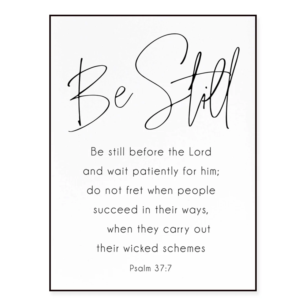 Verse Wall Art Matthew 6:34, Psalm 37 7 Pray More & Be Still Scripture Minimalist Modern Christian Gift for Women