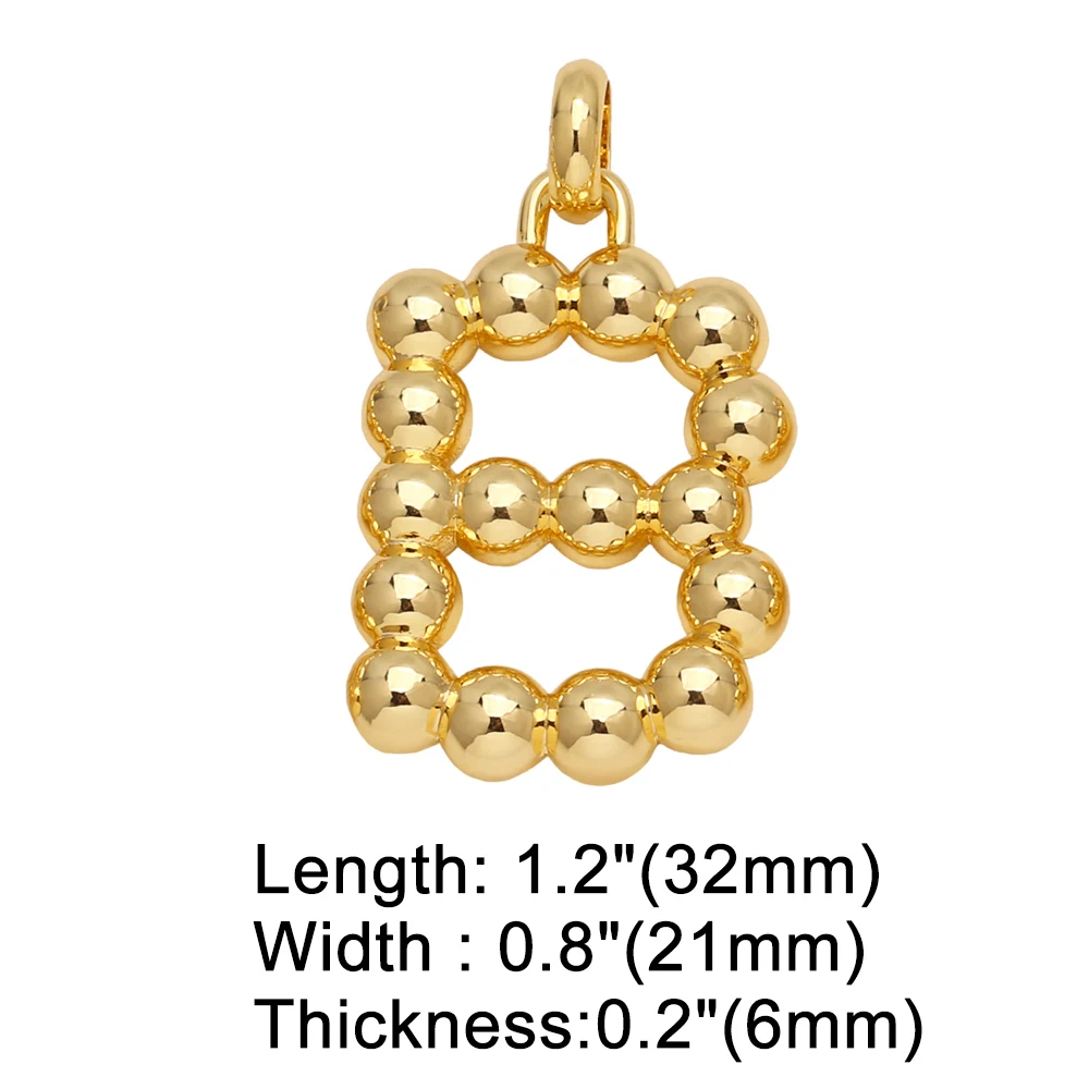 Clearance Polish Beads Bubble Letter Pendant for Necklaces Copper Ballon Initial Necklace Jewelry Making Supplies pdtb598