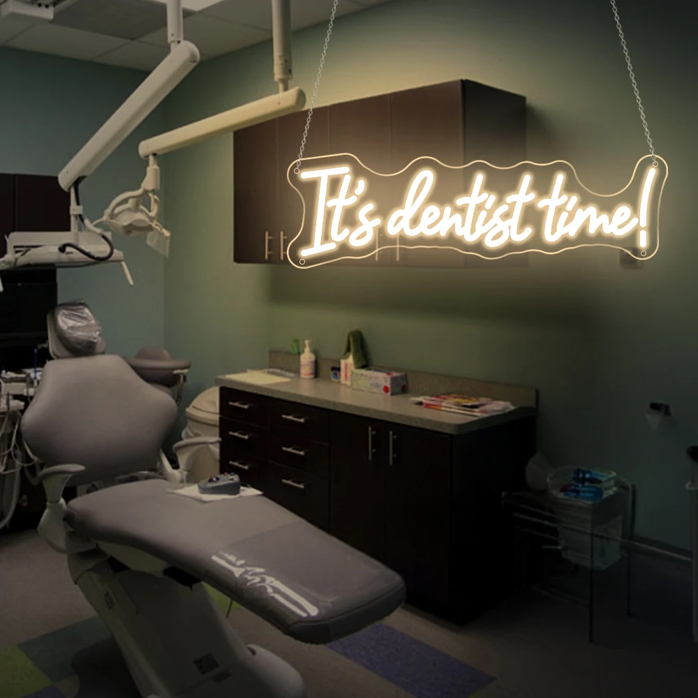 It's time Dentist time Neon Sign Dentist Solon Wall Room Decor LED Neon Light USB Dentist's Office Dental Clinic Decoration Sign
