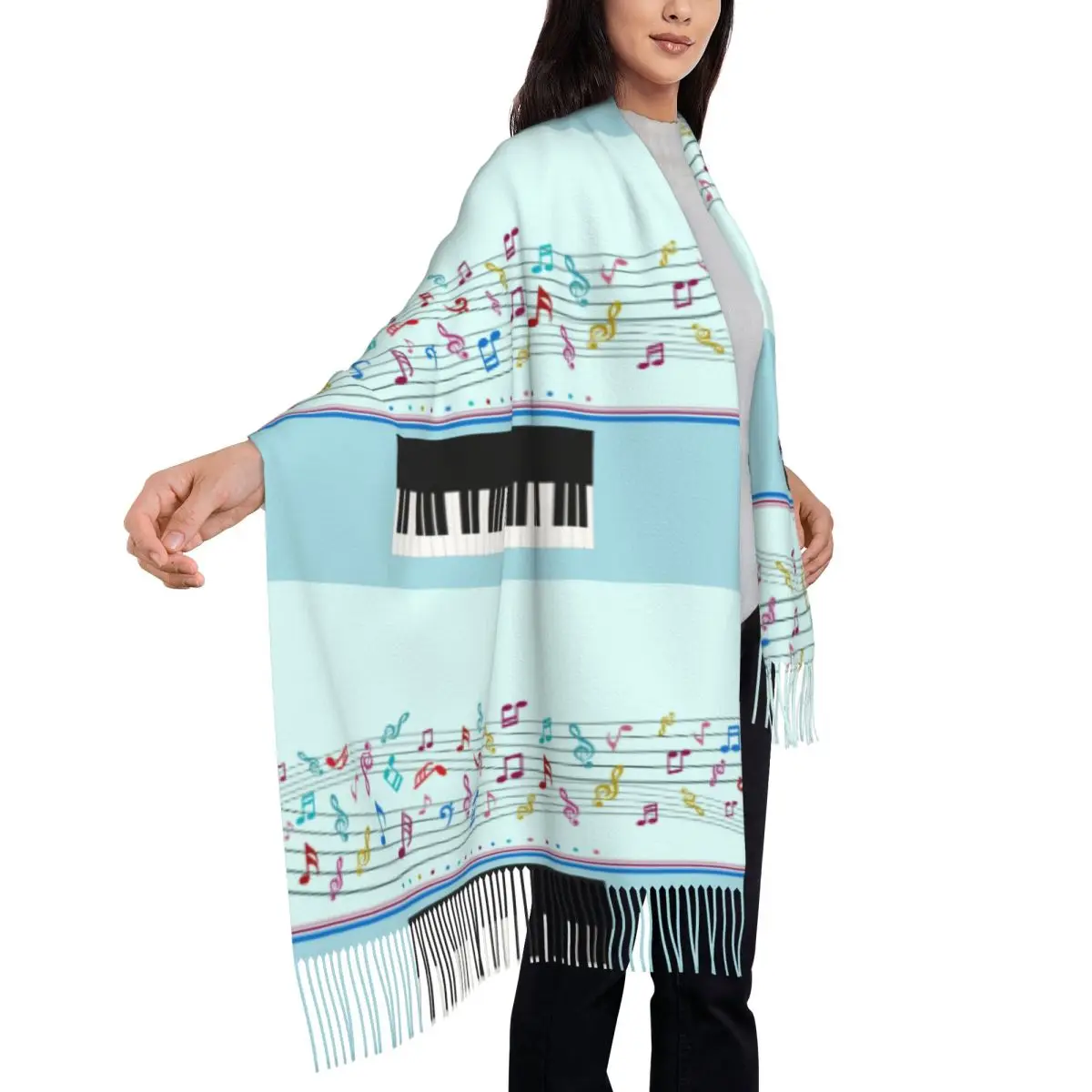 Music Note Piano Women's Soft Scarf Warm Soft Scarf Winter Halloween Shawl