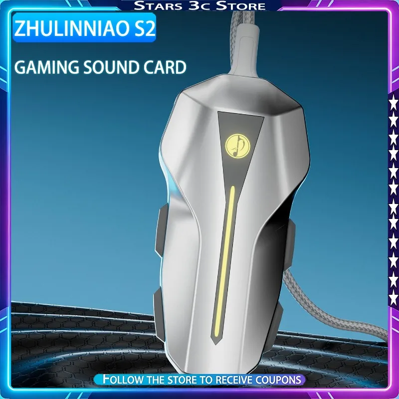 Zhulinniao S2 Gaming Sound Card Gaming C-Media Chip 7.1 Virtual Surround Sound Dedicated Driver Professional Computer Sound Card