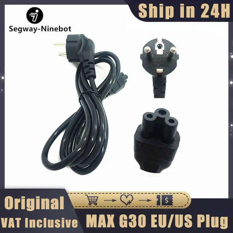 Original EU Plug Charging Cable Parts For Ninebot Max G30 G30D/LP/LE P65 P100S Series MAX G2 Kickscooter Parts