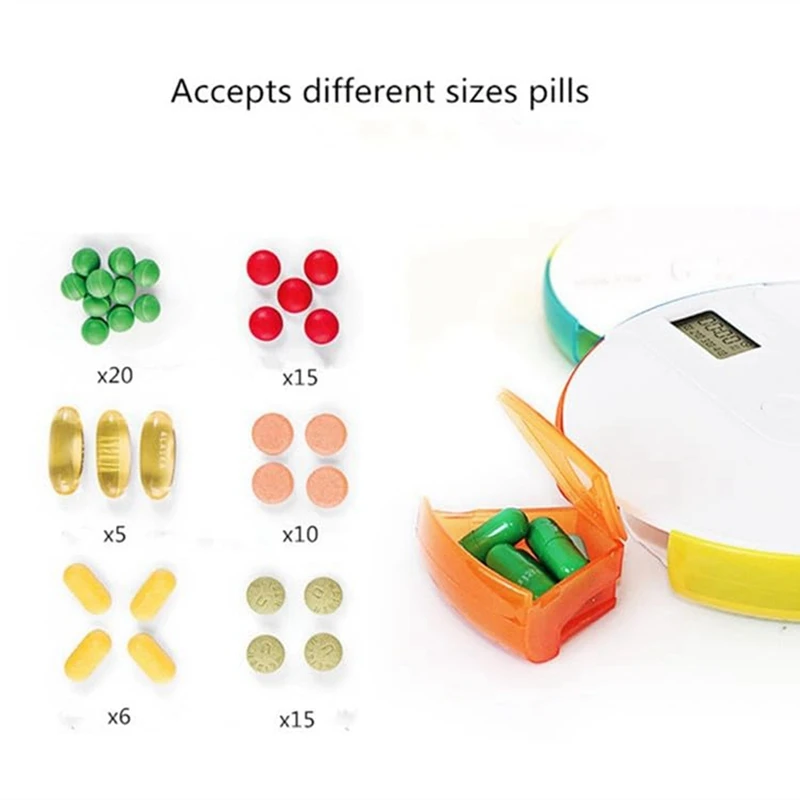 1 Piece 7-Day Automatic Pill Dispenser White Plastic Weekly Smart Timing Pill Reminder For With Alarm