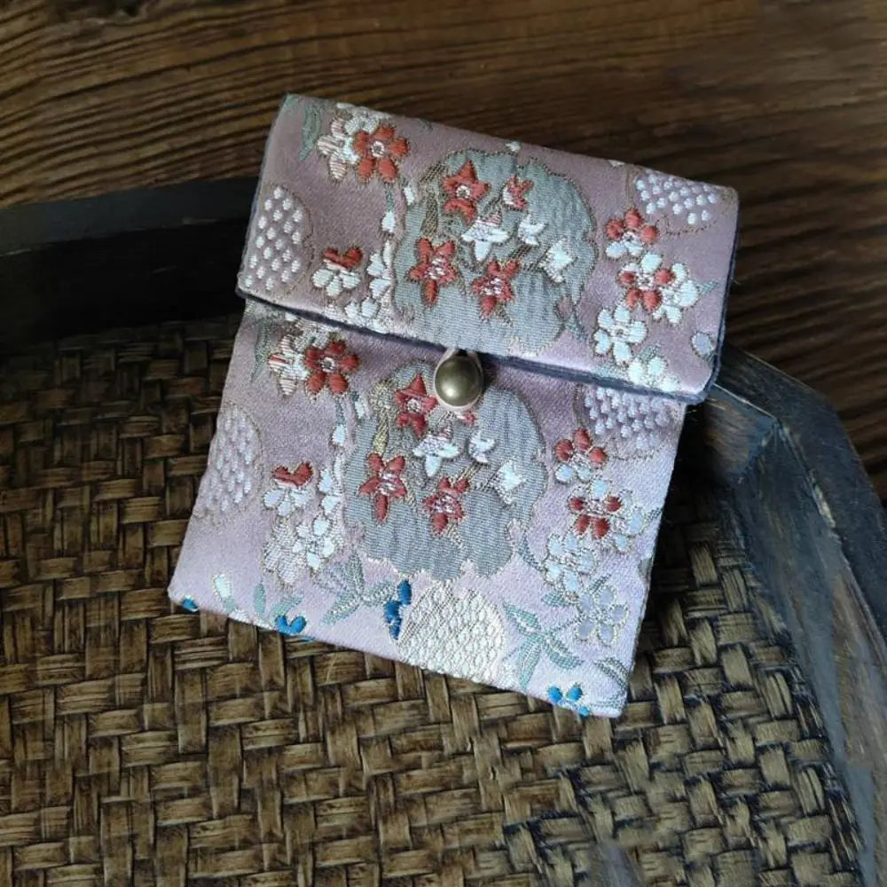 

Embroidered Flowers Jewelry Packing Bag Chinese Style Rings Necklace Earrings Storage Case Organizer Large Capacity