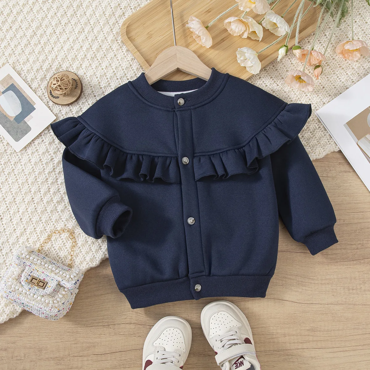 

New Kids Deep Blue Green Zip Fleece Lining Autumn Winter Trendy Girls Fashion Jacket Clothing