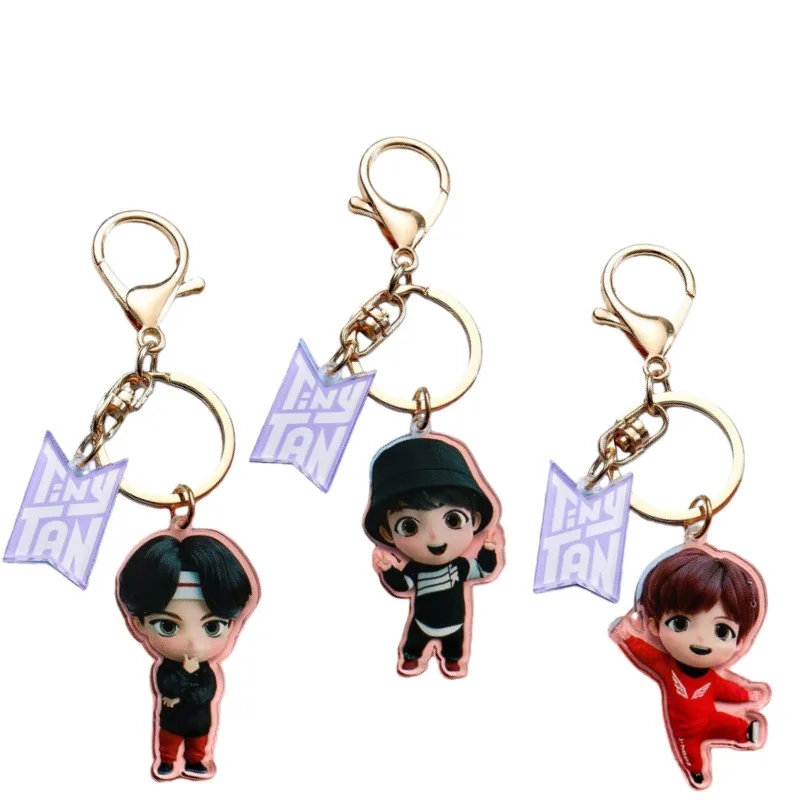 New BTS Jung Kook JIN J-HOPE Creative Cartoon Q Edition Acrylic Keychain Personality Peripheral Backpack Decorative Pendant Gift view 6