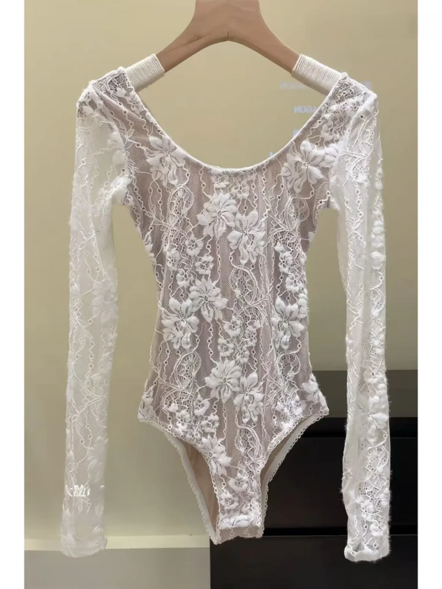 

Pure Desire Сексуальная кружевная футболка-комбинезон в Корейском стиле Long Sve round Ne Slim Fit Женская мода Уникальная красивая маленькая irt