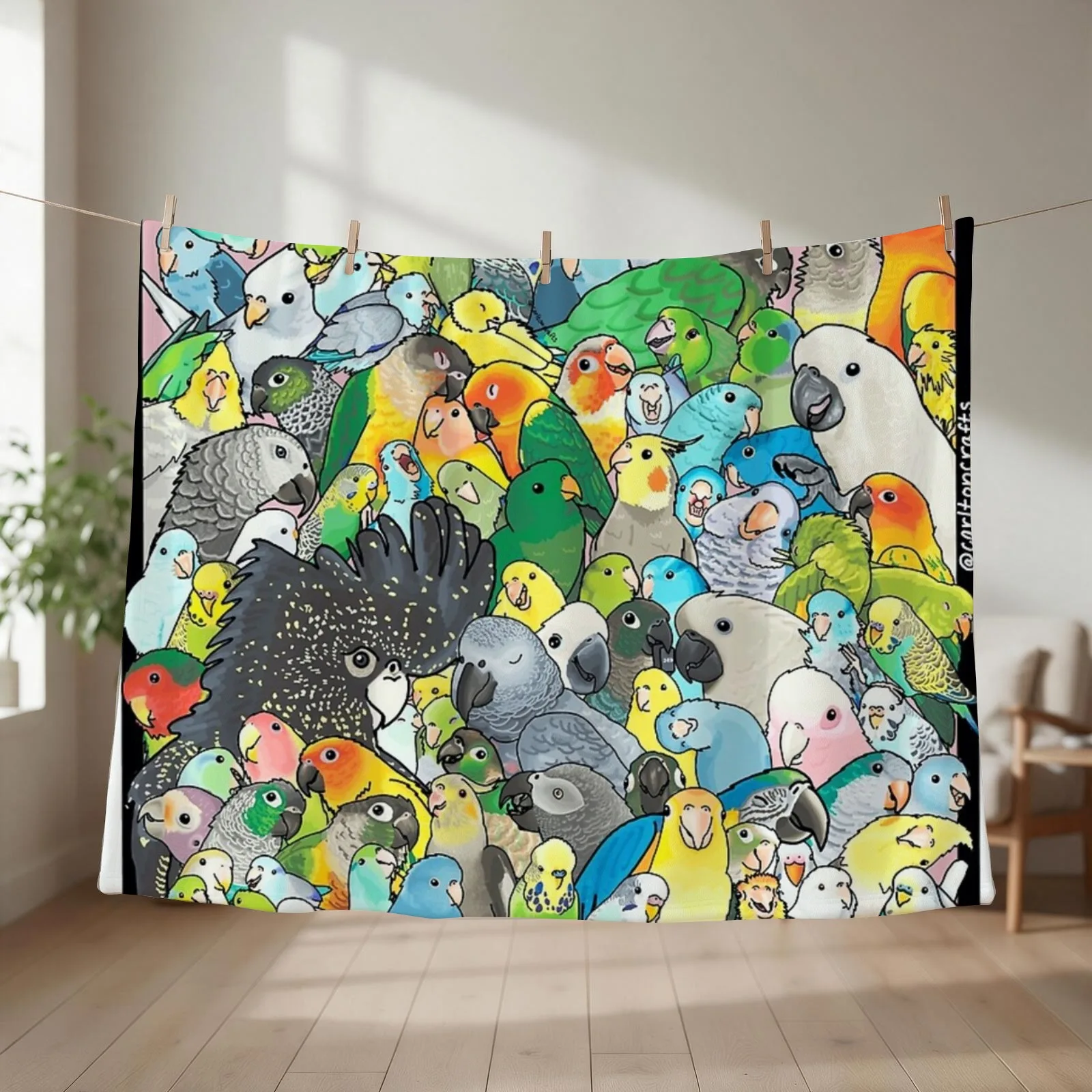 Parrot Party! Throw Blanket Sofa Throw Loose Cute valentine gift ideas Blankets