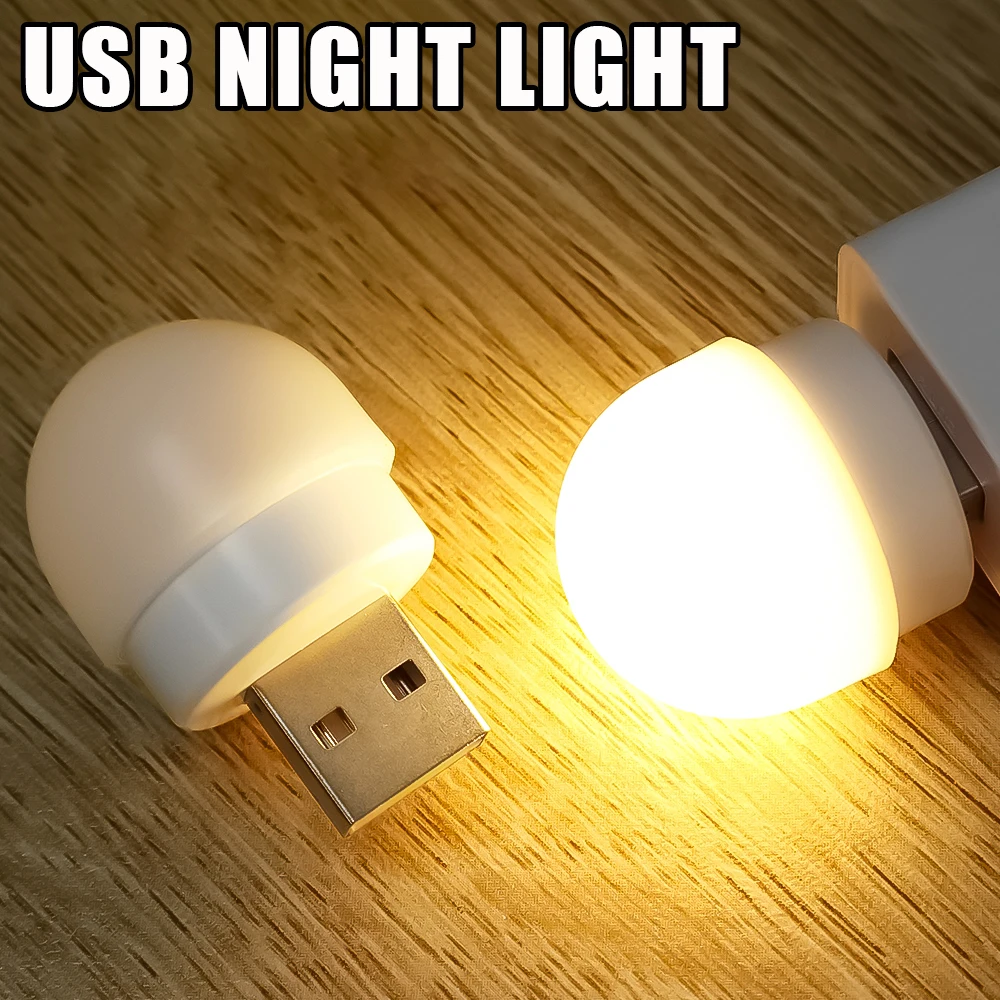 Mini USB Plug Lamp Computer Mobile Power Charging LED Night Light Eye Protection Round Desk Lamp Bulb Bedroom Decoration Lights