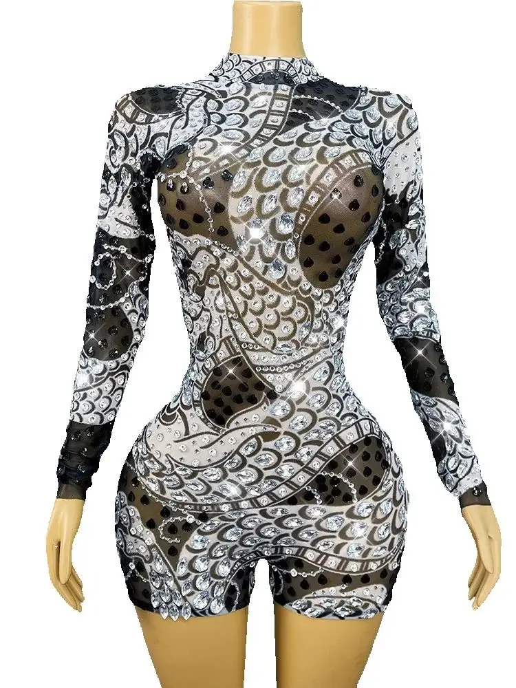 

Высокое качество, горячее тиснение, сексуальный сетчатый комбинезон с длинными рукавами и цветными блоками, новинка 2025, модная женская одежда на заказ