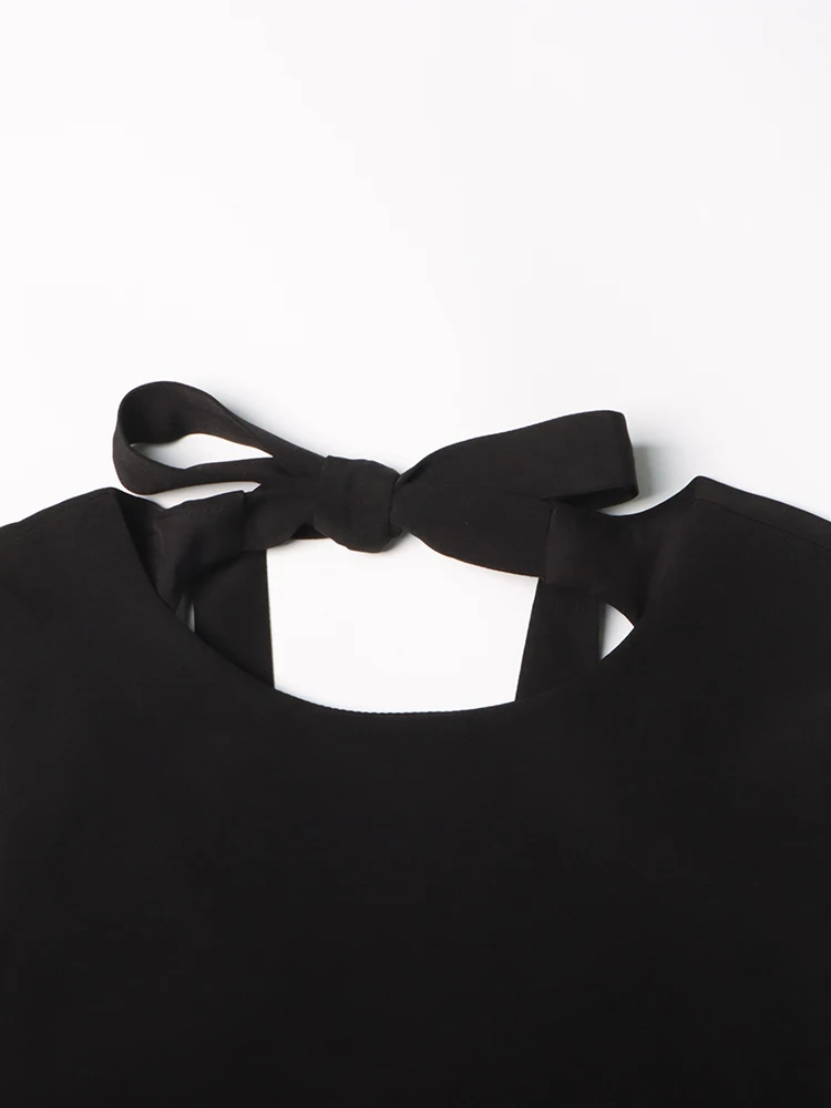 Effen Patchwork Veren Jurk Voor Vrouwen Ronde Hals Mouwloze Hoge Taille Gesplitst Veterjurk Elegante Jurken Dames Nieuw