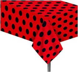 Biedronka Tablecover opakowanie na przyjęcie czerwony czarny w kropki obrus 54x87 Cal biedronka strona zachodnia impreza tematyczna urodziny