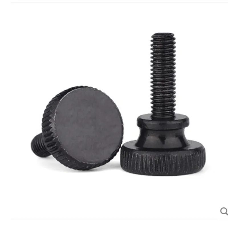 2pcs-5pcs M3 M4 M5 M6 m8 Black Carbon Steel Knurling Head Knurled Thumb Screw Hand Tighten Curtain Wall Lock Screws GB834