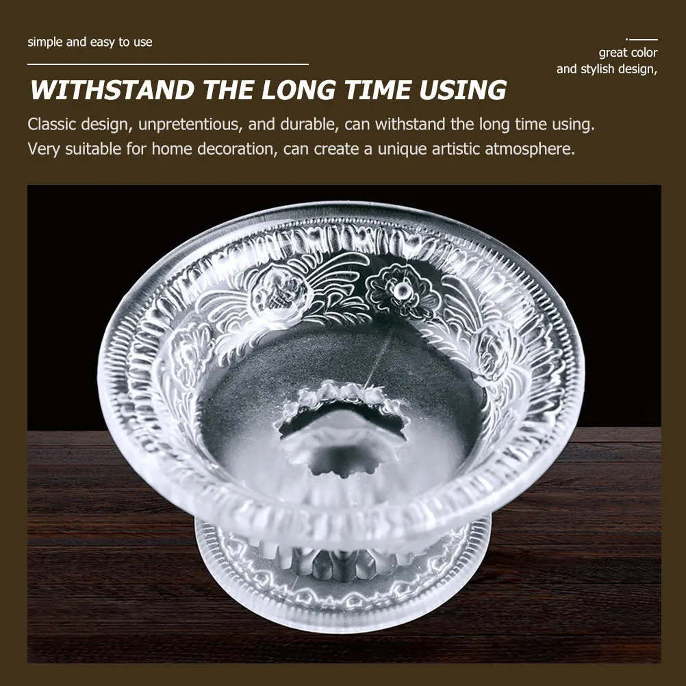 

2Pcs Glass Buddhism Cup Smooth Surface Safe Practical Small Size Multi-Use Footed Tray Temple Accessory