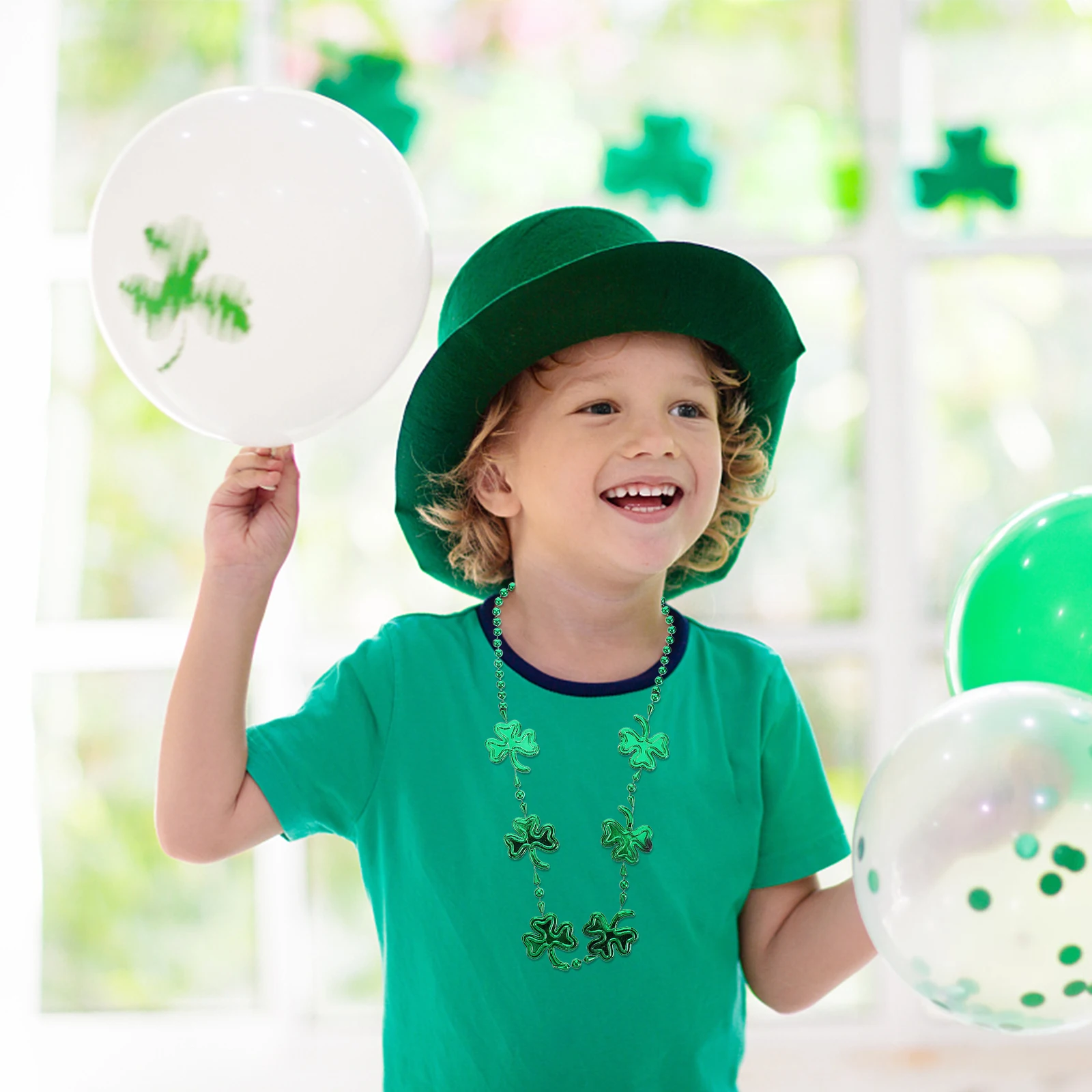 

3pcs St. Patrick'S Day Neck Chain Shamrock Green Beer Mug Pendant Party Accessories For Men Women Kids (Random Design)