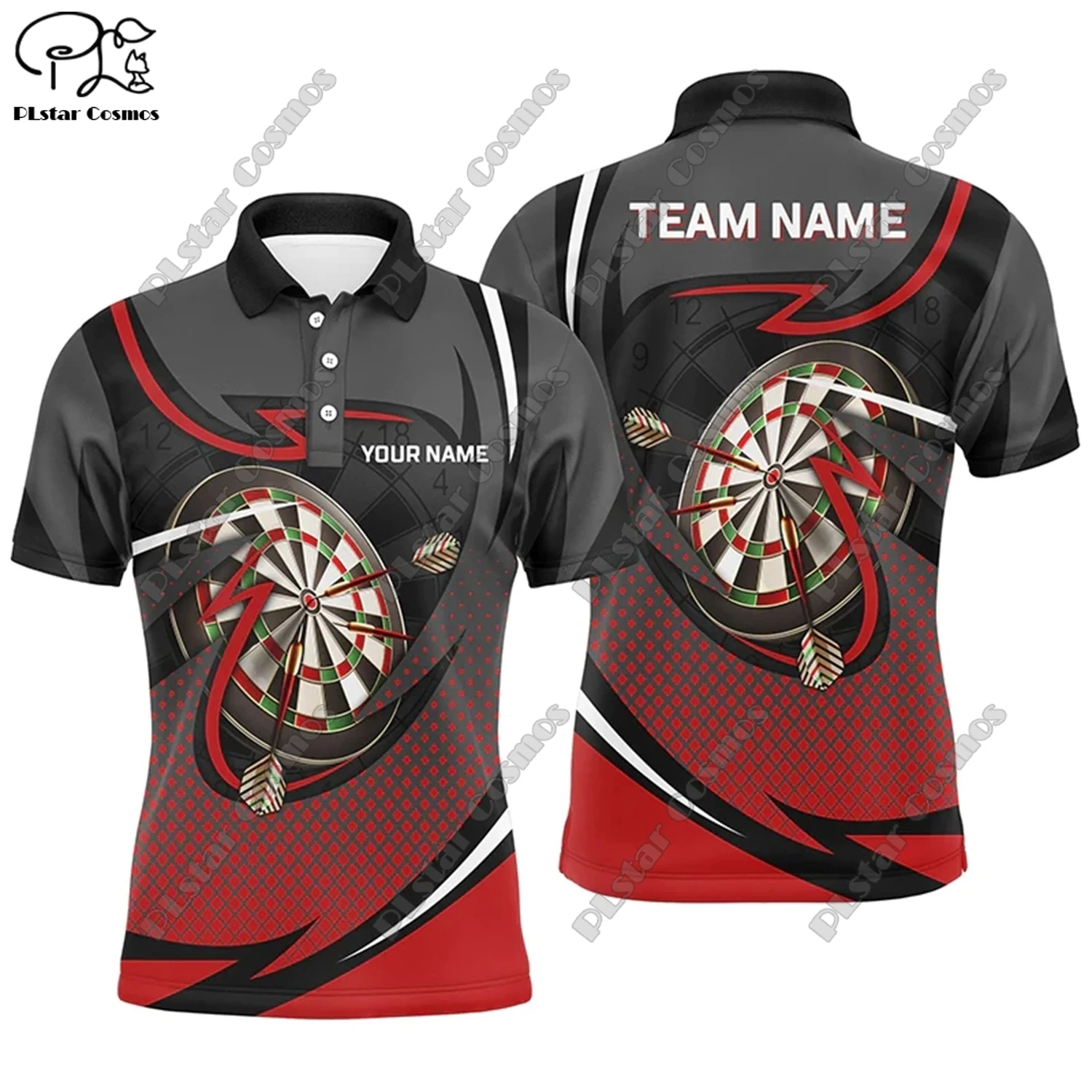 New Colorful Flame Throwing Darts Polo Shirt Customized Name Unisex 3D Printed Darts Club Polo Shirt F-3
