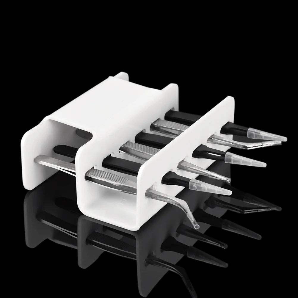 1Pcs False Eyelashes Grafting Tweezers Holder Acrylic Material Beautiful Design Practical Storage Bracket for Home Salon White