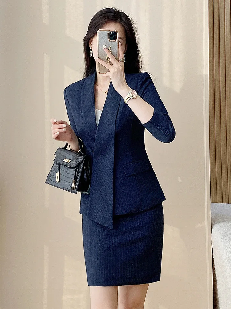 Design Suit Suit Beauty Salon2024Spring New Korean Style Niche Suit Skirt Two-Piece Set Temperament Women