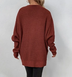 Women's Casual Solid Bat Sleeve Knitted Top Female Clothing Temperament Commuting Autumn New Fashion Loose Sweater for Women