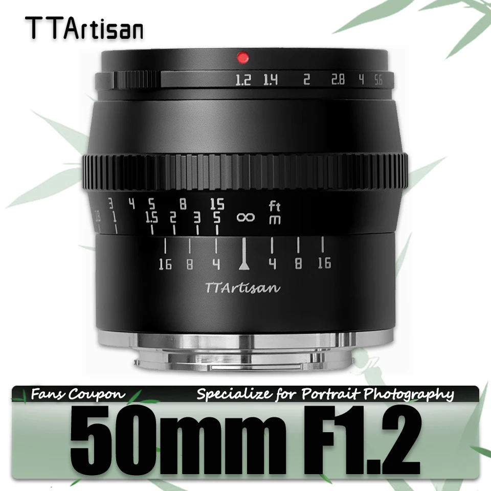 

TTArtisan APS-C 50mm F1.2 Large Aperture Portrait Lens for Sony A6000 A6500 A7 A9 A7RIII Fuji X-T4 Canon M5 Nikon Z5