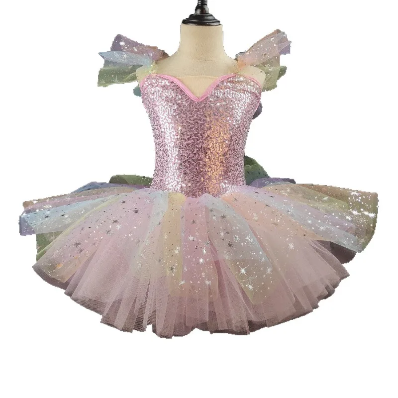 Ballet Skirt with Straps, Children's Puff Skirt Performance Dress, Little Swan Ballet Dance Performance Dress