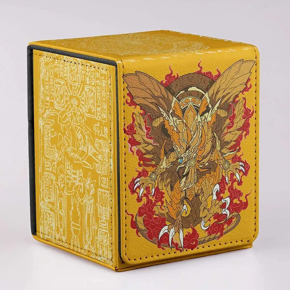 100+Golden Dragon Theme Card Organizer High Quality Deck Box TCG Card Durable Compact Portable Perfect For YGO Collectible Games