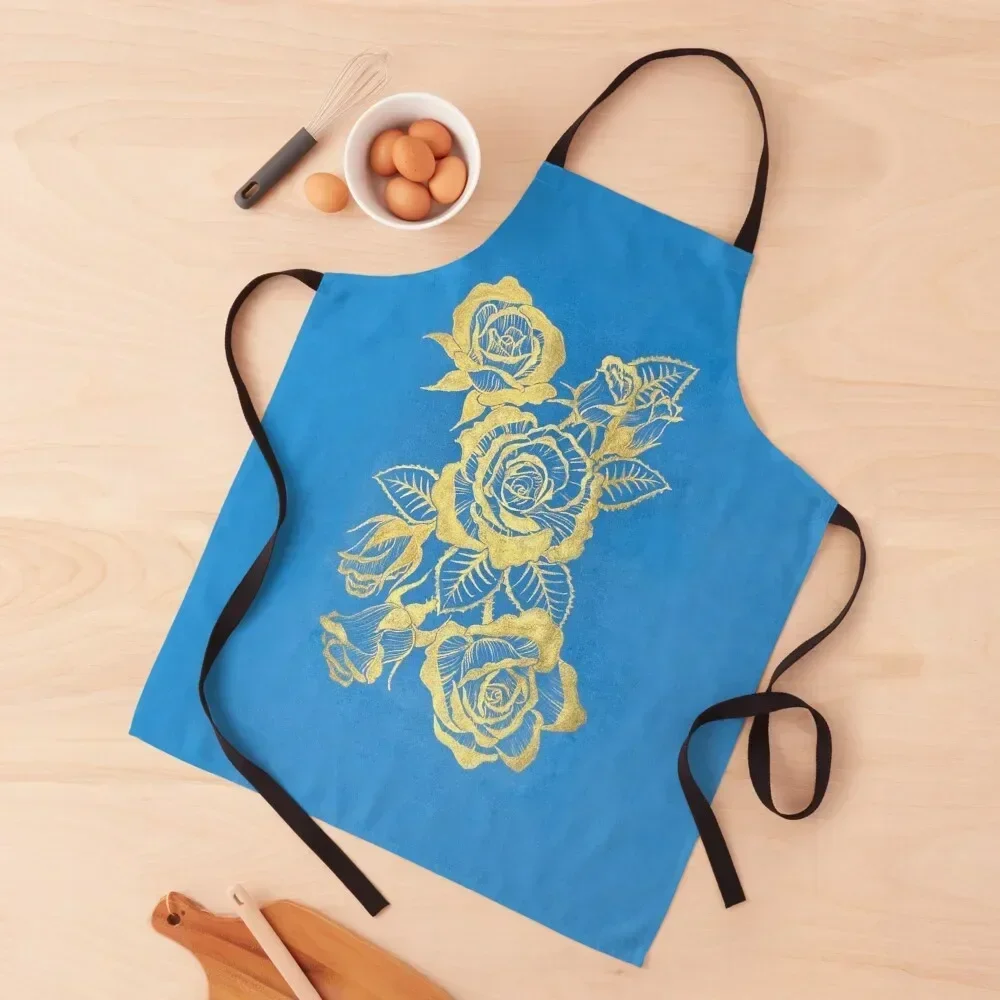 

Yellow Roses Apron Bib For Kitchen kitchen utensil nail tech supplies christmas decoration Apron