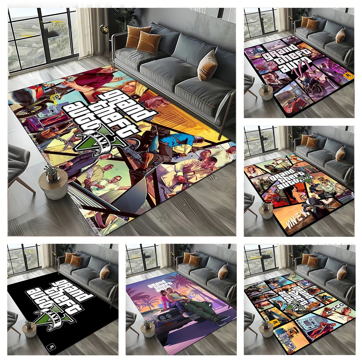 G-Grand T-Theft S-Auto G-GTA 6 Game Gamer Carpet Rug Art for Room Decor Home Bedroom Sofa Gift Kids Area Rug Non-slip Floor Mat