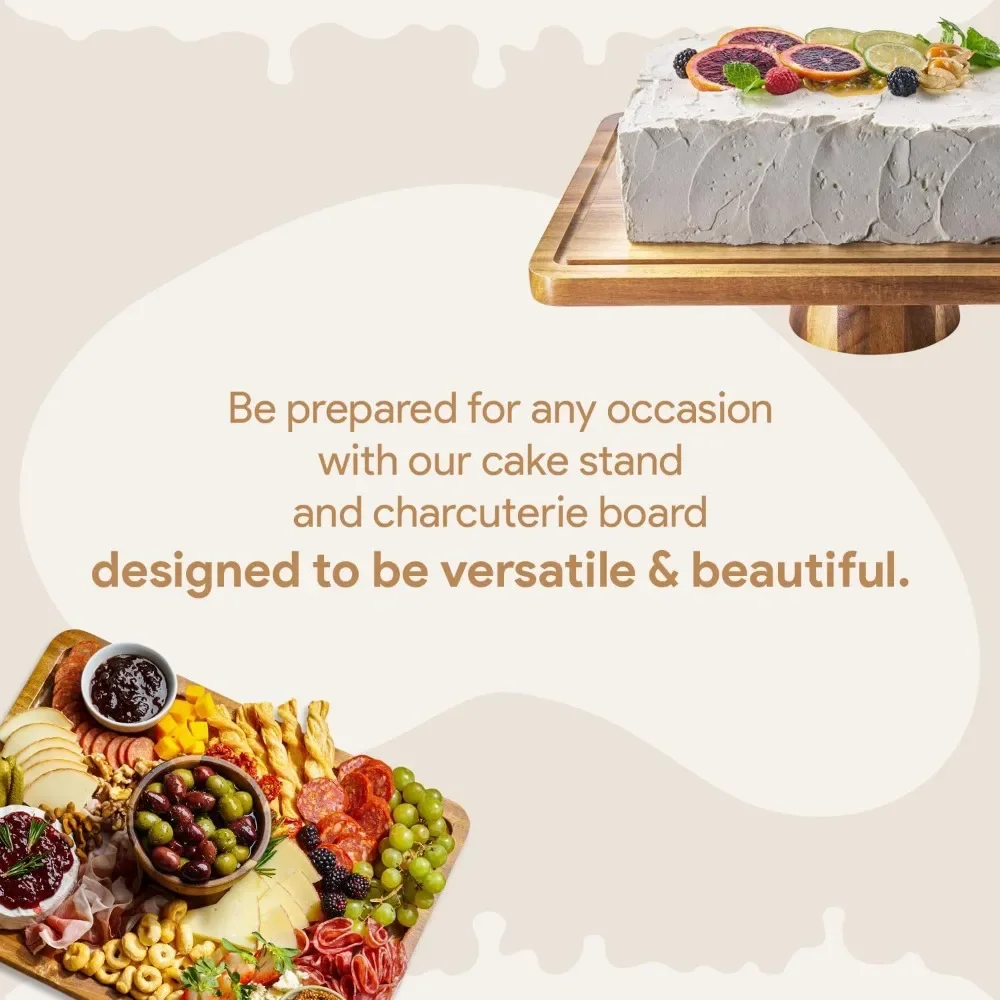 Wood Cake Stand – Wooden Dessert Display Tray with High Foot for Table Decoration, Pastry Serving & Home Party