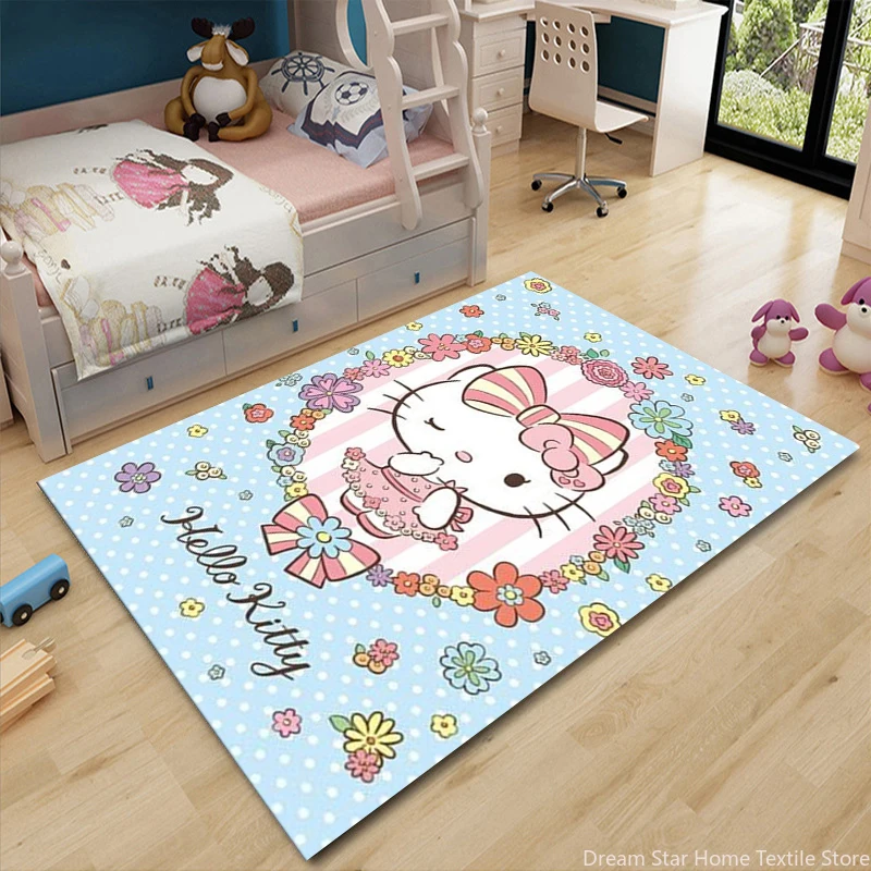 

Sanrio Hello Kitty Cartoon Game Area Rug,Carpet Rug for Home Living Room Bedroom Sofa Doormat Decor,Kids Play Non-slip Floor Mat