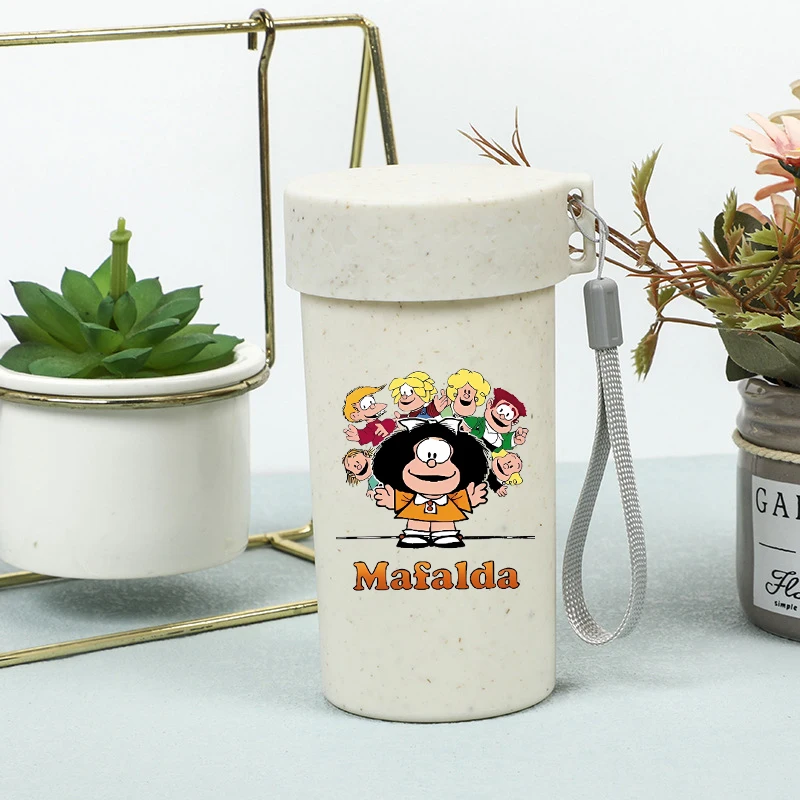 250ml Mafalda Water Cup Cute Cartoon Kettle Plastic Drinking Bottle Fashion Portable Birthday Gifts Leak-proof Juice Container
