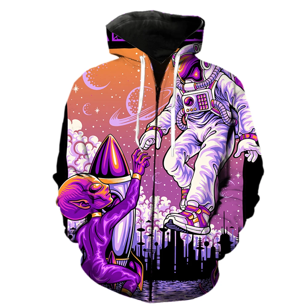 

Cartoon Astronaut Men's Zipper Hoodie Sweatshirts Unisex Funny Oversized Streetwear Hip Hop 2022 Hot Sale Harajuku Teens Fashion