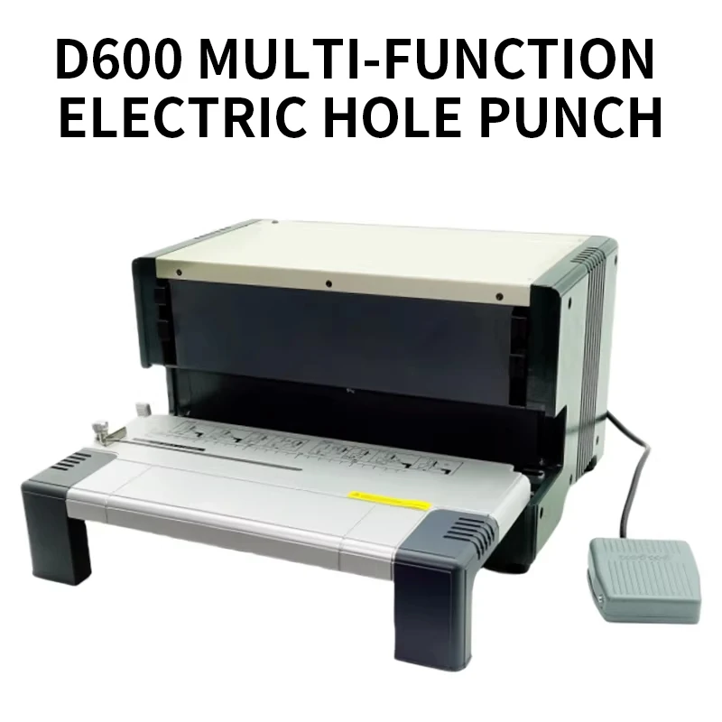 D600 Multi-Function Electric Ring Binding and Punching Machine  Binding and Punching Machine with Interchangeable Blade Assembli