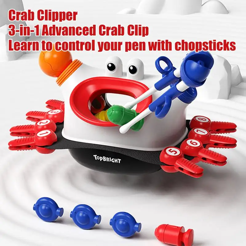 Number Matching Game Fine Motor Games Chopstick Trainer Cartoon Crab Shape Early Learning Educational  Developmental Match Toy