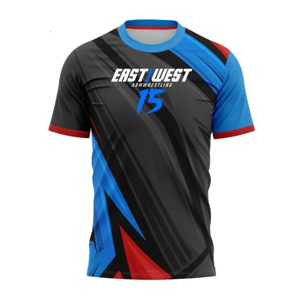 East Vs West 10-15 Devon Larratt Arm Worstelen Jersey Team Pols Liefhebbers Training Fitness Game-day Uniform Kleding Kort