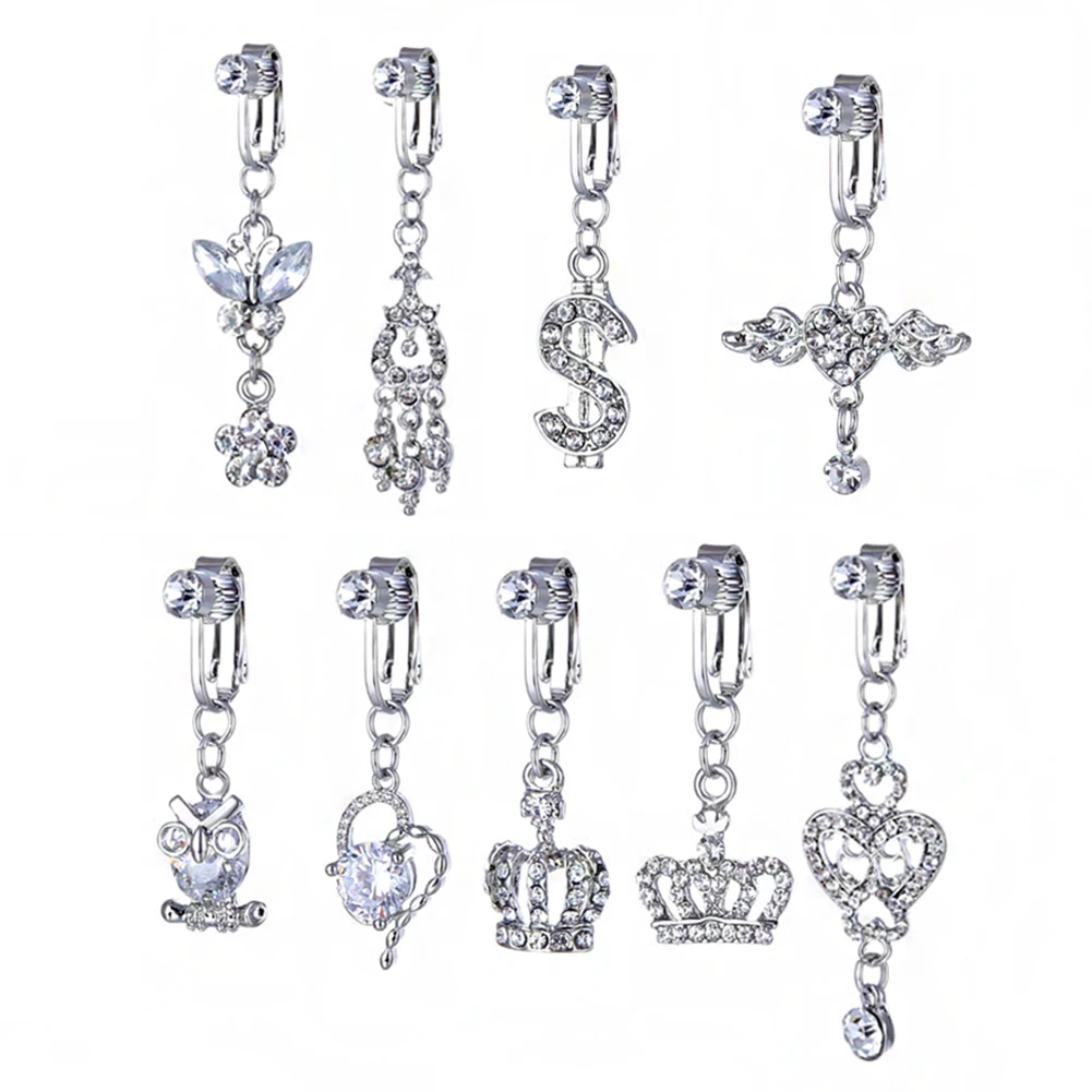 Body Piercing Drop Dangle Body Belly Piercing Fake Belly Piercing Jewelry Butterfly Clip Navel Ring Fake Belly Button Ring
