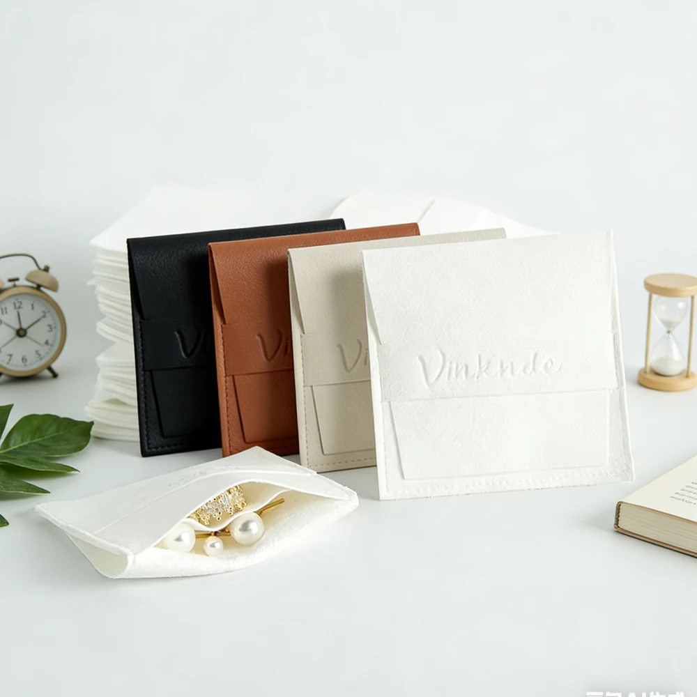 

100pcs Custom Logo 8x8cm Earrings Bag Velvet Jewelry Packaging Bags Microfiber Suede Jewellry Dust Gift Pouches with Compartment