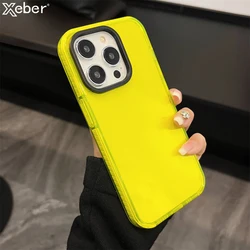 Neon Fluorescent Transparent Phone Case For iPhone 17 16 15 11 12 13 14 Pro Max Bumper Clear Shockproof Soft Silicone Cover