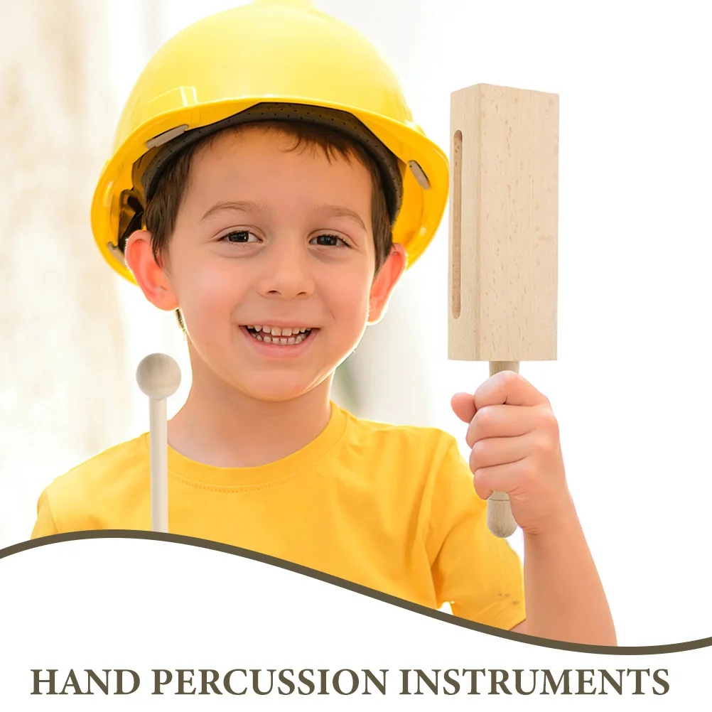 

2 set 2 Sets Percussion Square Stick Wooden Rhythm Instrument Sand Block Hand Percussion Mallets Durable Wood Block for Concert