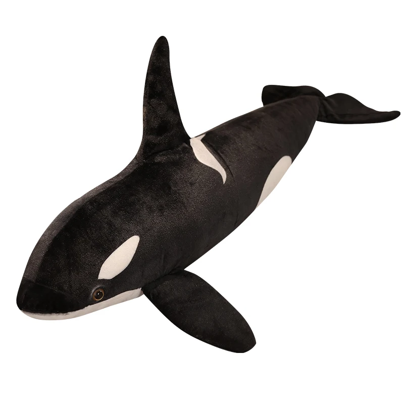 50/130cm Lifelike Orcinus Orca Black Whale Plush Toy Stuffed Orcinus Orca Fish Doll Shark Soft Sleep Pillow Kid Birthday Gift