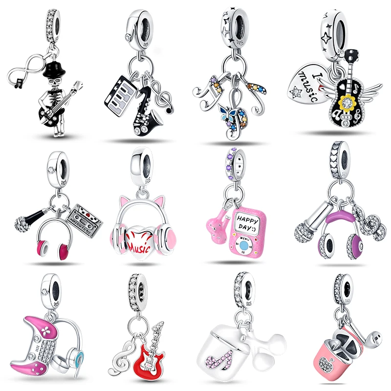 

925 Silver Leisure Entertainment Theme Series Pendant and Beads 3mm Original Bracelet Necklace Women Luxury DIY Jewelry Gift