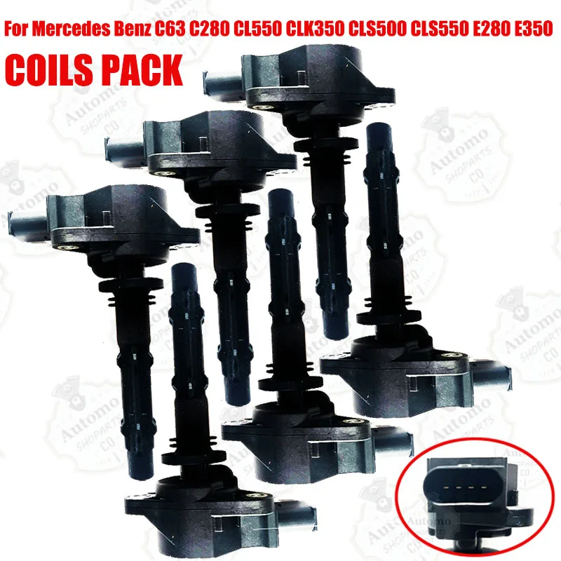 6Pcs A0001501980 A0001502780 A2729060060 For Mercedes Benz C63 C280 CL550 CLK350 CLS500 CLS550 E280 E350 Ignition Coil