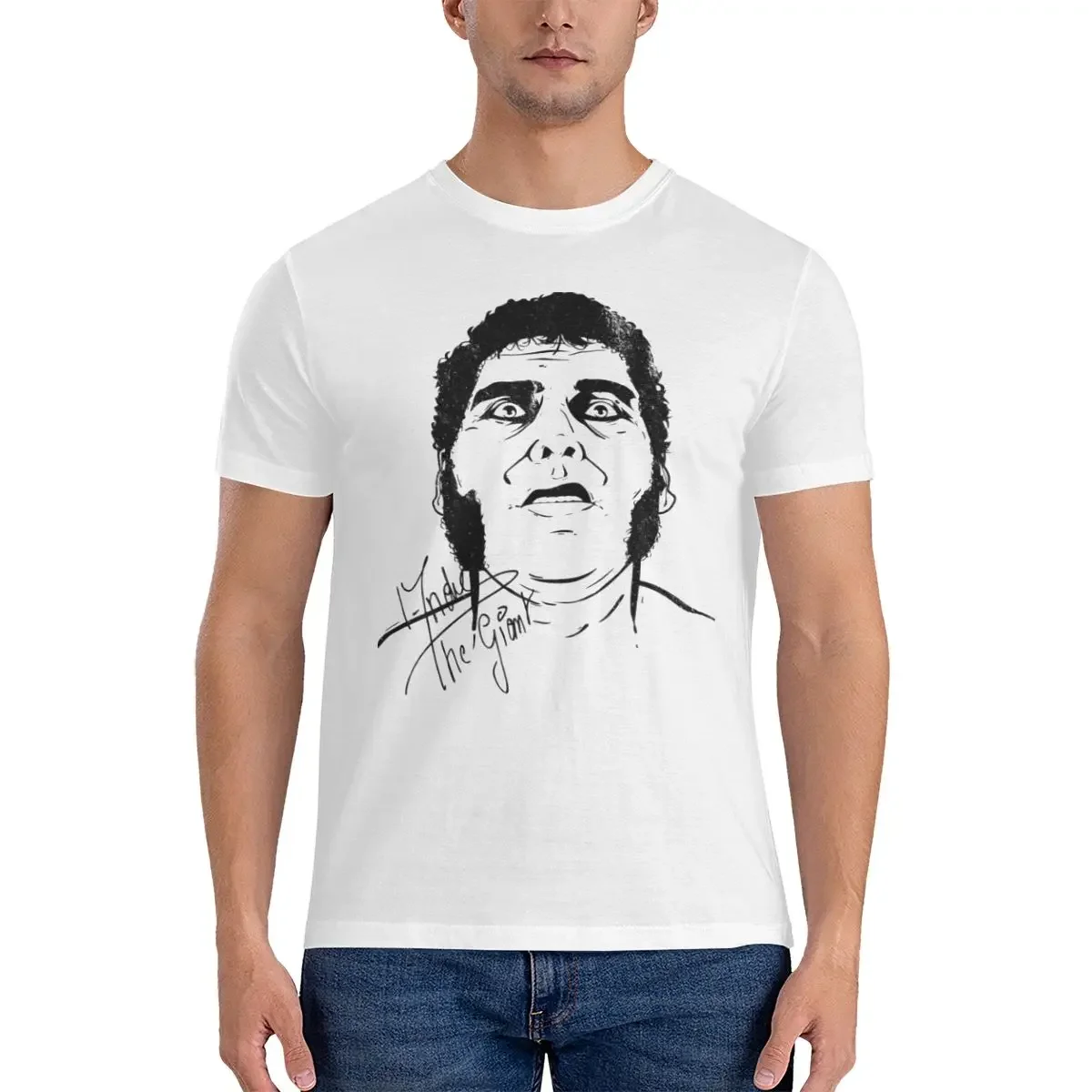 Cool Vintgae Andre T-Shirts for Men O Neck 100% Cotton T Shirts Andre the Giant Short Sleeve Tee Shirt Gift Idea Tops